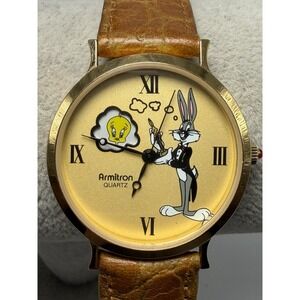 Armitron 2200/18 Bugs Bunny 1990 New Battery Vintage Watch 32MM 7.25" Leather